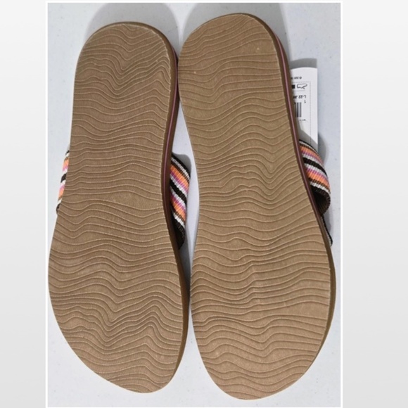New Reef Flip Flops Womens Size 10 Slip On Brown Pink Stripe Beach NWT - Picture 13 of 16